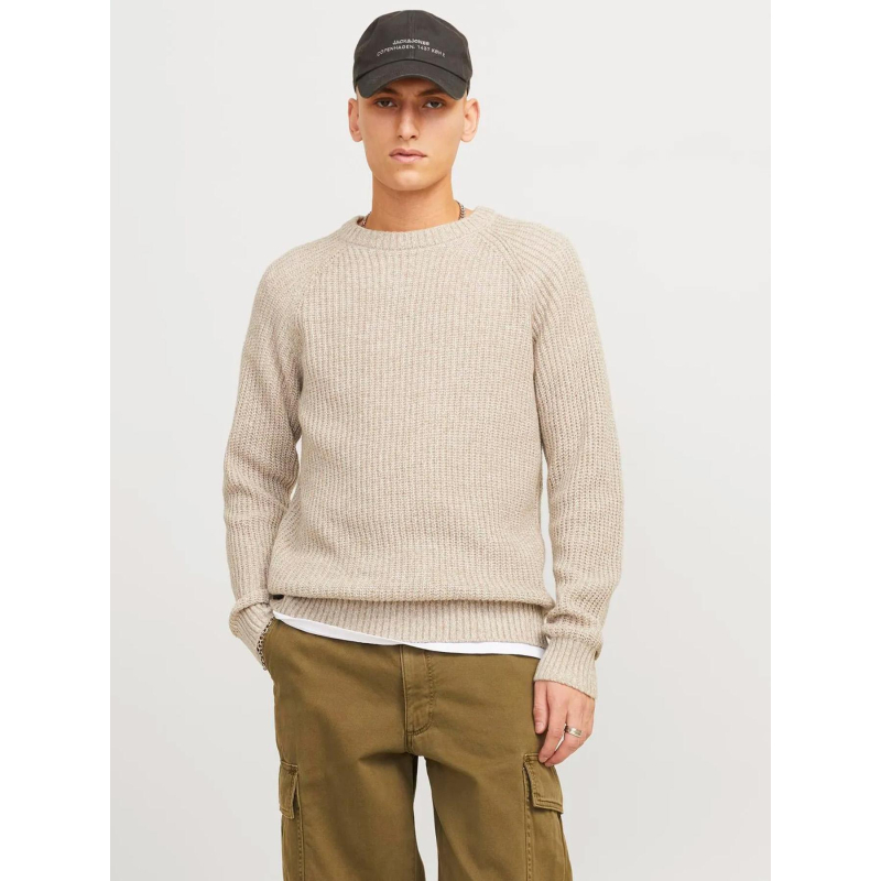 Pull en maille jones beige homme - Jack & Jones