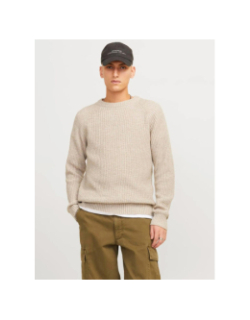 Pull en maille jones beige homme - Jack & Jones