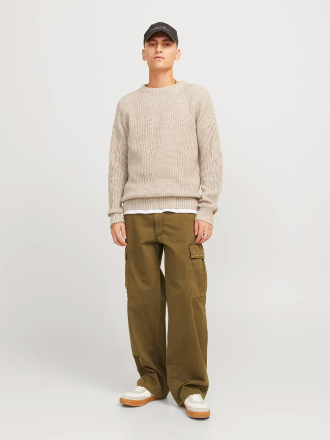 Pull en maille jones beige homme - Jack & Jones