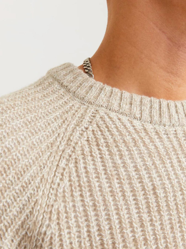 Pull en maille jones beige homme - Jack & Jones