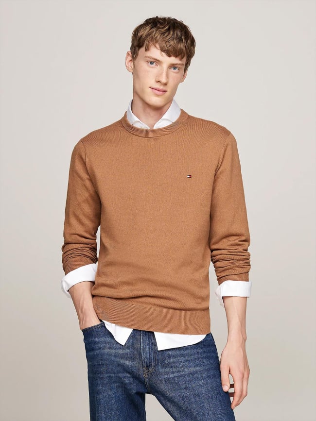 Pull pima cachemire marron homme - Tommy Hilfiger