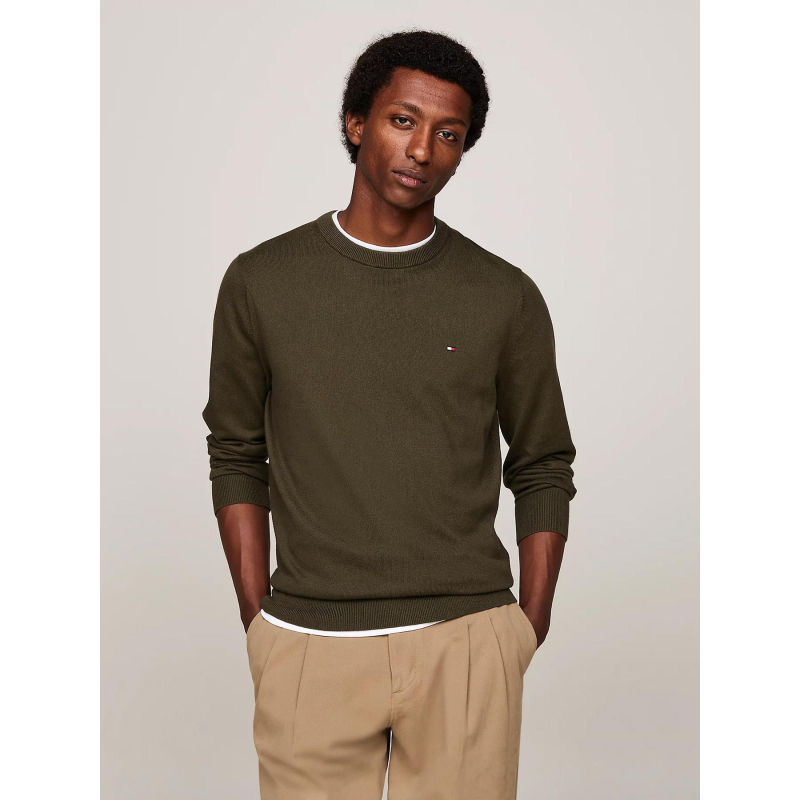 Pull pima cachemire kaki homme - Tommy Hilfiger