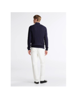 Pull zippé en maille torsadée bleu marine homme - Tommy Hilfiger