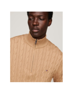 Pull col zippé safari marron homme - Tommy Hilfiger