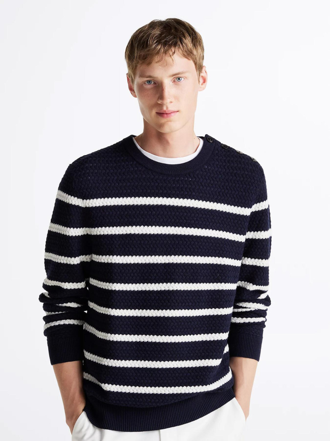 Pull rayé bleu marine blanc homme - Tommy Hilfiger