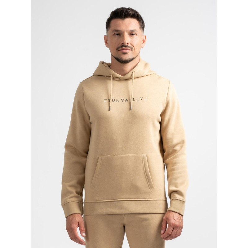 Sweat à capuche logo brodé loriant beige homme - Sun Valley