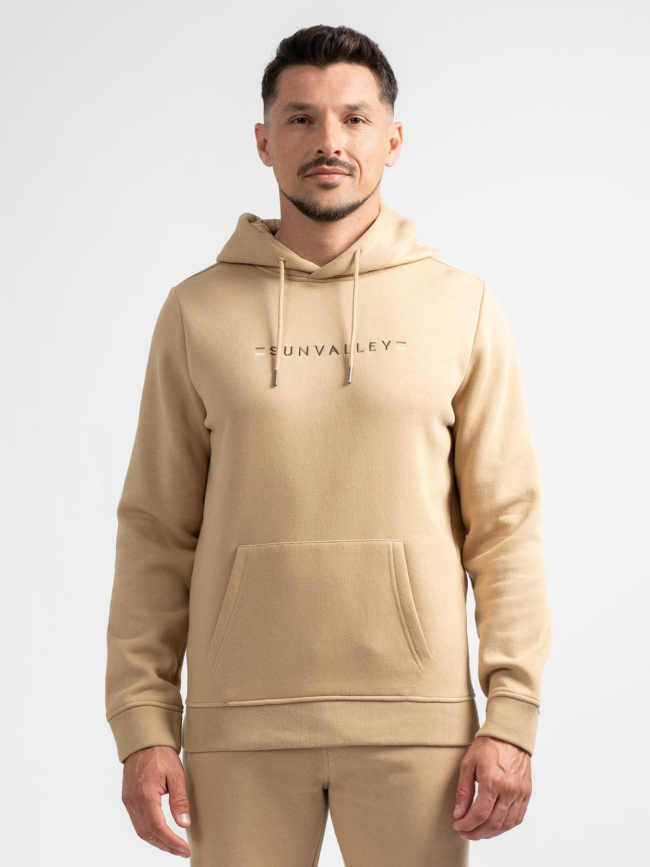 Sweat à capuche logo brodé loriant beige homme - Sun Valley