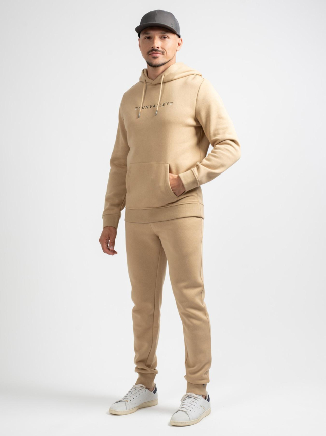 Sweat à capuche logo brodé loriant beige homme - Sun Valley