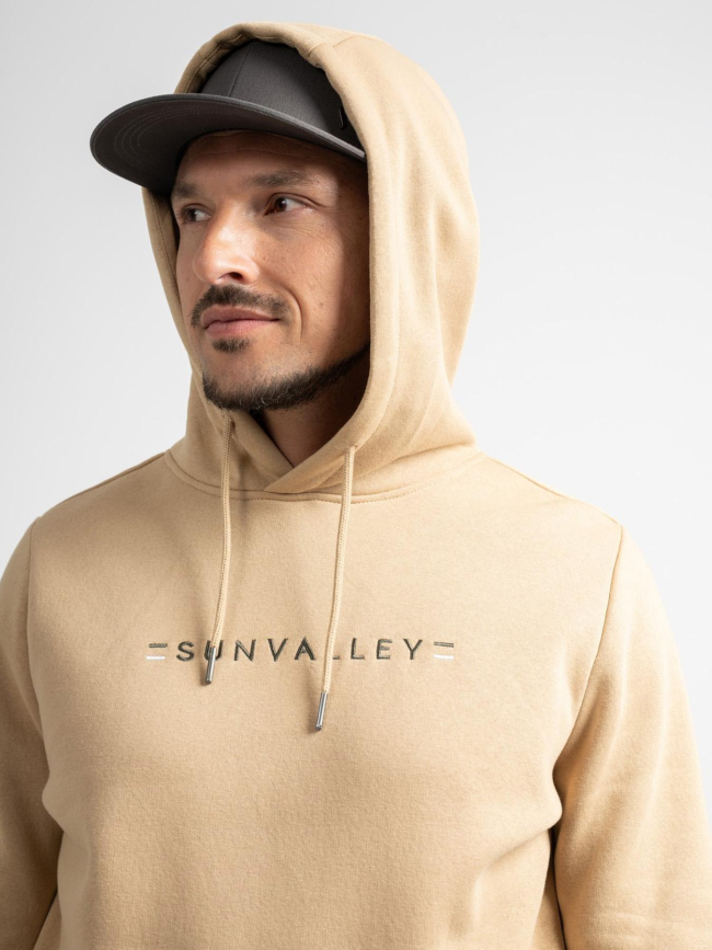 Sweat à capuche logo brodé loriant beige homme - Sun Valley