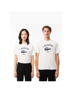 T-shirt en coton imprimé signature blanc adulte - Lacoste