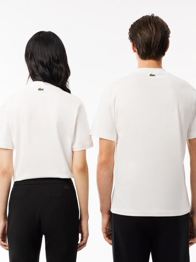 T-shirt en coton imprimé signature blanc adulte - Lacoste