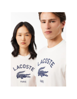 T-shirt en coton imprimé signature blanc adulte - Lacoste