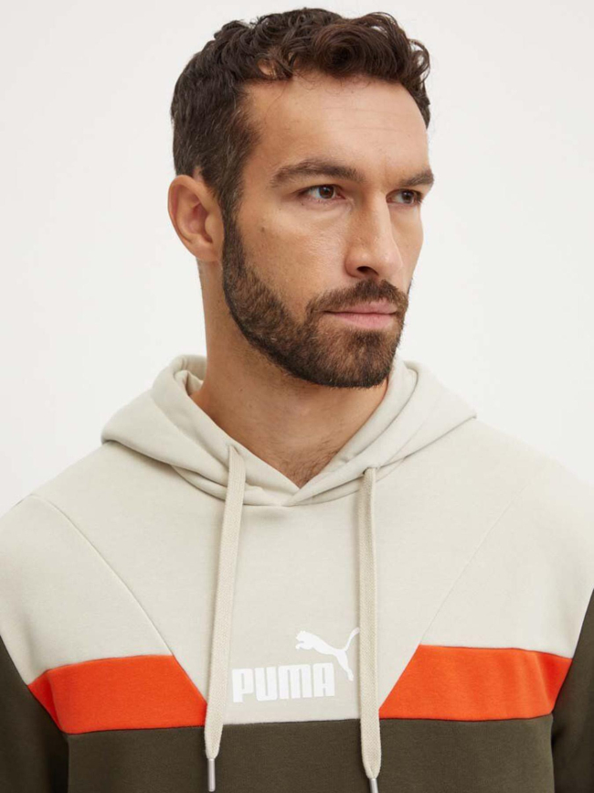 Sweat à capuche power colorblock kaki homme - Puma