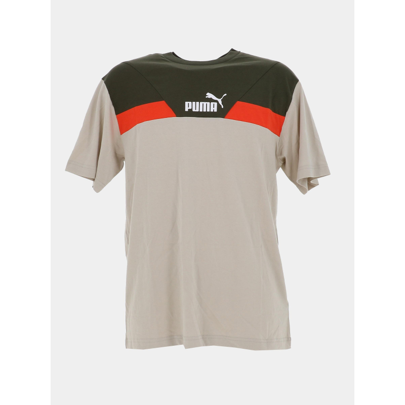 T-shirt power collorblock gris vert et orange homme - Puma