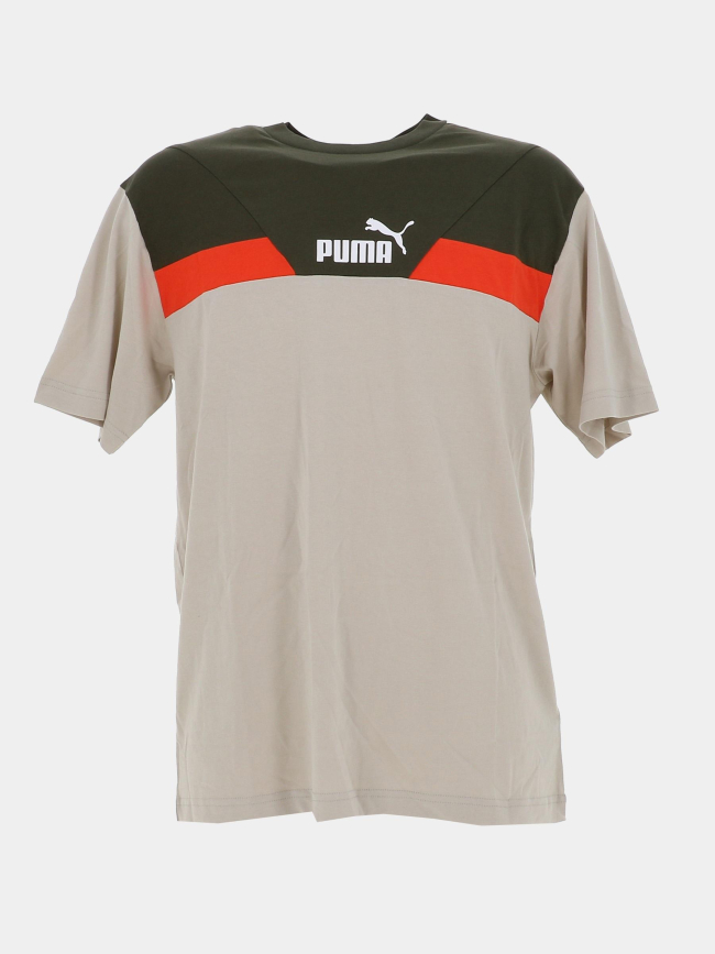 T-shirt power collorblock gris vert et orange homme - Puma