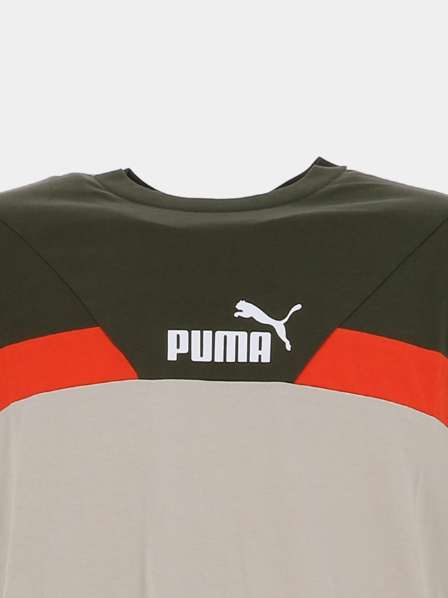 T-shirt power collorblock gris vert et orange homme - Puma