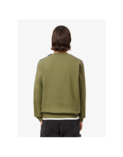 Sweatshirt bande siglées col rond kaki homme - Lacoste