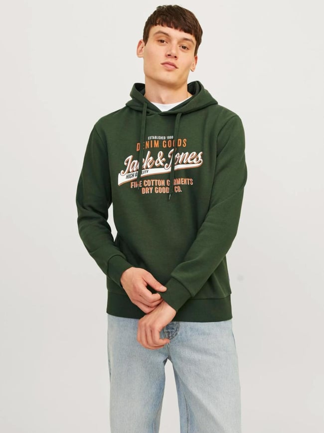 Sweat à capuche jjelogo vert homme - Jack & Jones