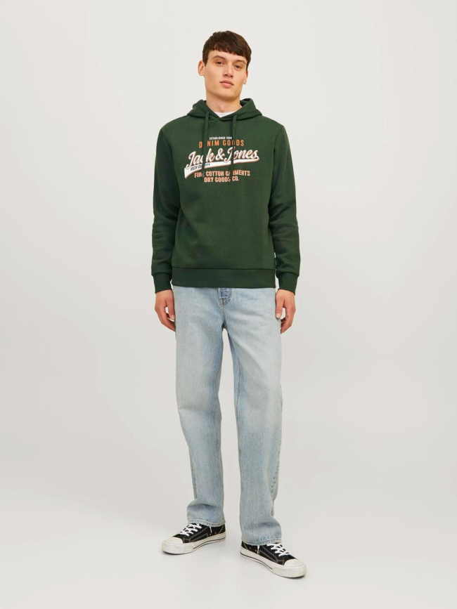 Sweat à capuche jjelogo vert homme - Jack & Jones