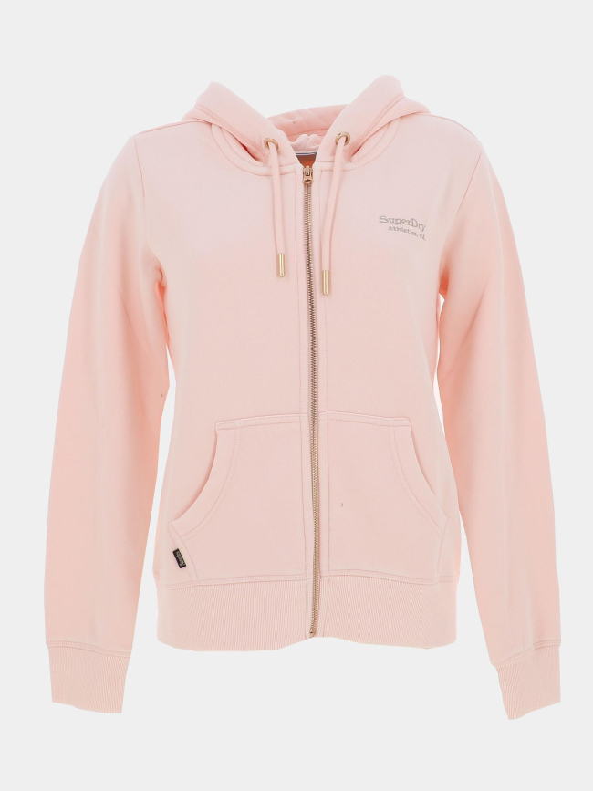 Sweat à capuche zippée essential logo rose femme - Superdry