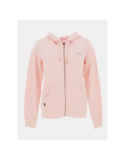 Sweat à capuche zippée essential logo rose femme - Superdry