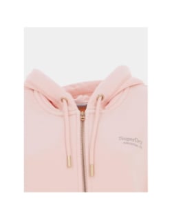 Sweat à capuche zippée essential logo rose femme - Superdry