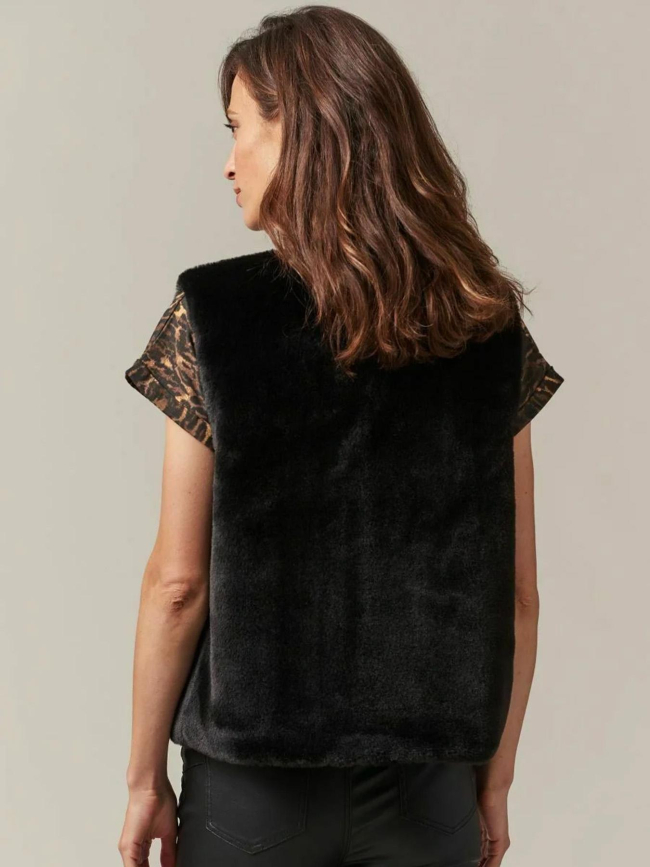 Veste sans manches imitation fourrure fuzzy noir femme - Deeluxe