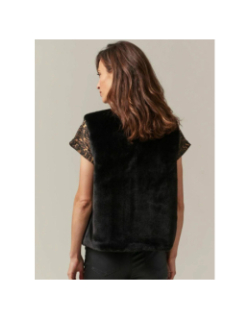 Veste sans manches imitation fourrure fuzzy noir femme - Deeluxe