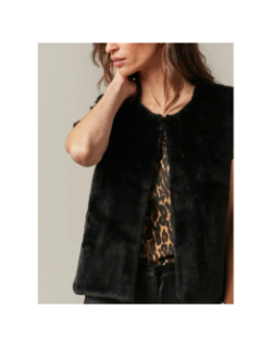 Veste sans manches imitation fourrure fuzzy noir femme - Deeluxe