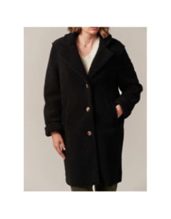 Manteau mi-long en imitation fourrure irsa noir femme - Deeluxe