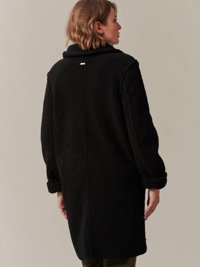 Manteau mi-long en imitation fourrure irsa noir femme - Deeluxe