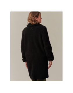 Manteau mi-long en imitation fourrure irsa noir femme - Deeluxe