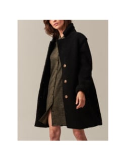 Manteau mi-long en imitation fourrure irsa noir femme - Deeluxe