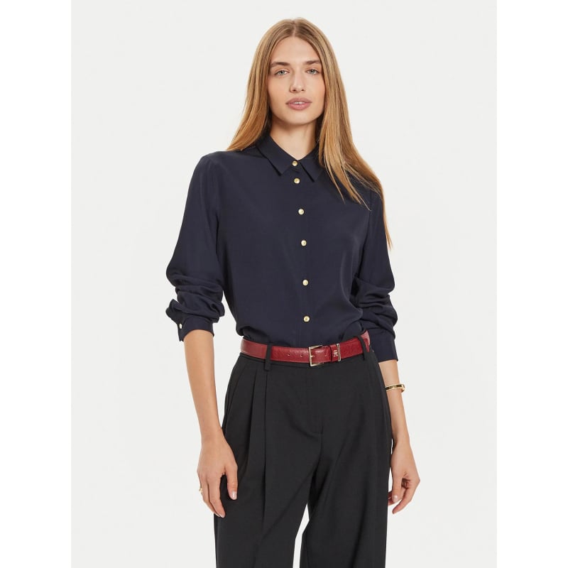 Chemise fluide viscose bleu marine femme - Tommy Hilfiger