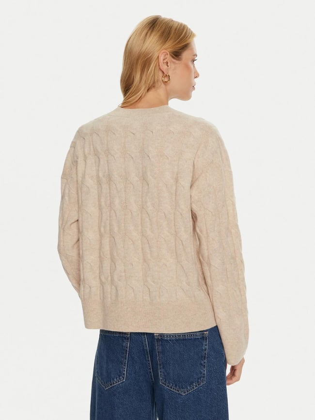 Gilet cardigan en laine soft cable beige femme - Tommy Hilfiger