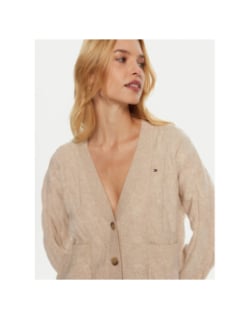 Gilet cardigan en laine soft cable beige femme - Tommy Hilfiger