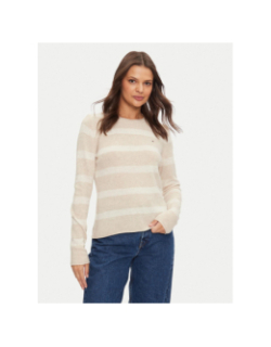 Pull rayé en laine soft beige femme - Tommy Hilfiger