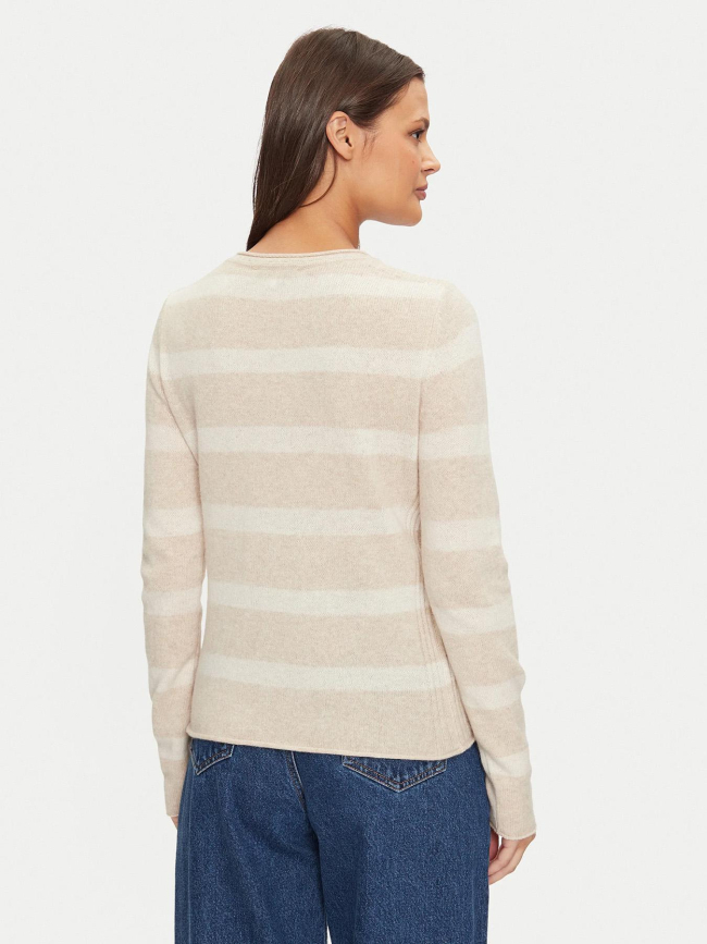 Pull rayé en laine soft beige femme - Tommy Hilfiger