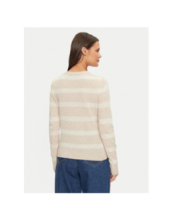 Pull rayé en laine soft beige femme - Tommy Hilfiger