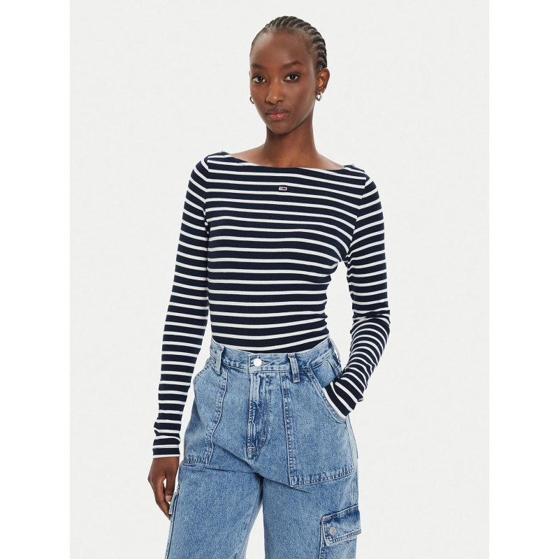 Top manches longues rayé breton bleu marine femme - Tommy Jeans