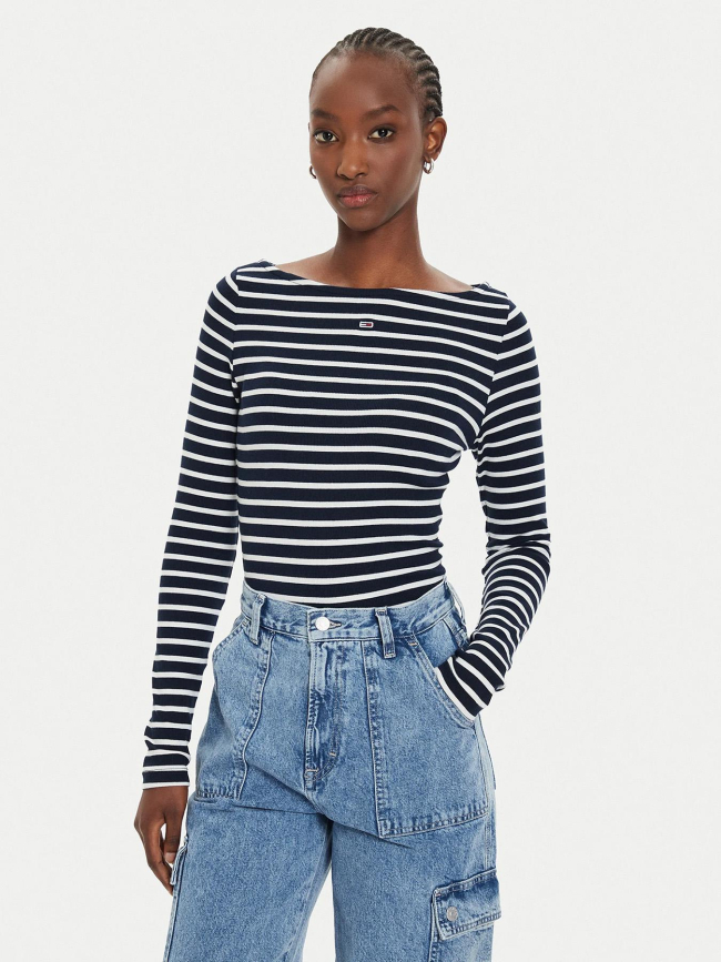 Top manches longues rayé breton bleu marine femme - Tommy Jeans