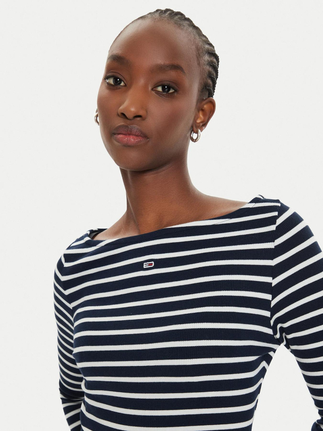 Top manches longues rayé breton bleu marine femme - Tommy Jeans