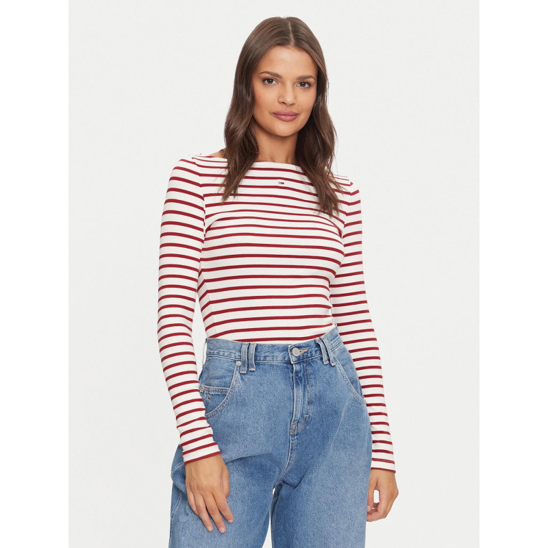 Top manches longues rayé breton rouge femme - Tommy Jeans