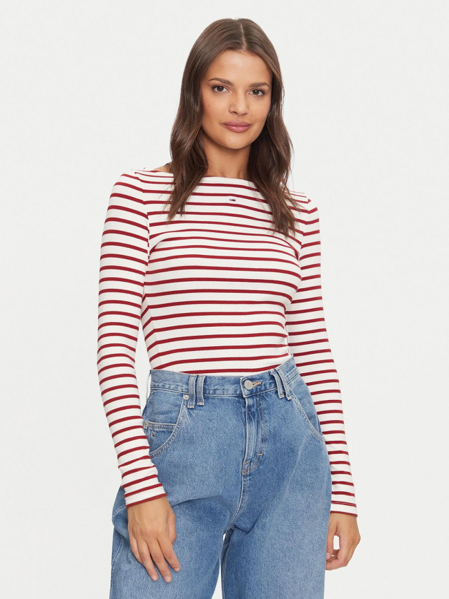 Top manches longues rayé breton rouge femme - Tommy Jeans