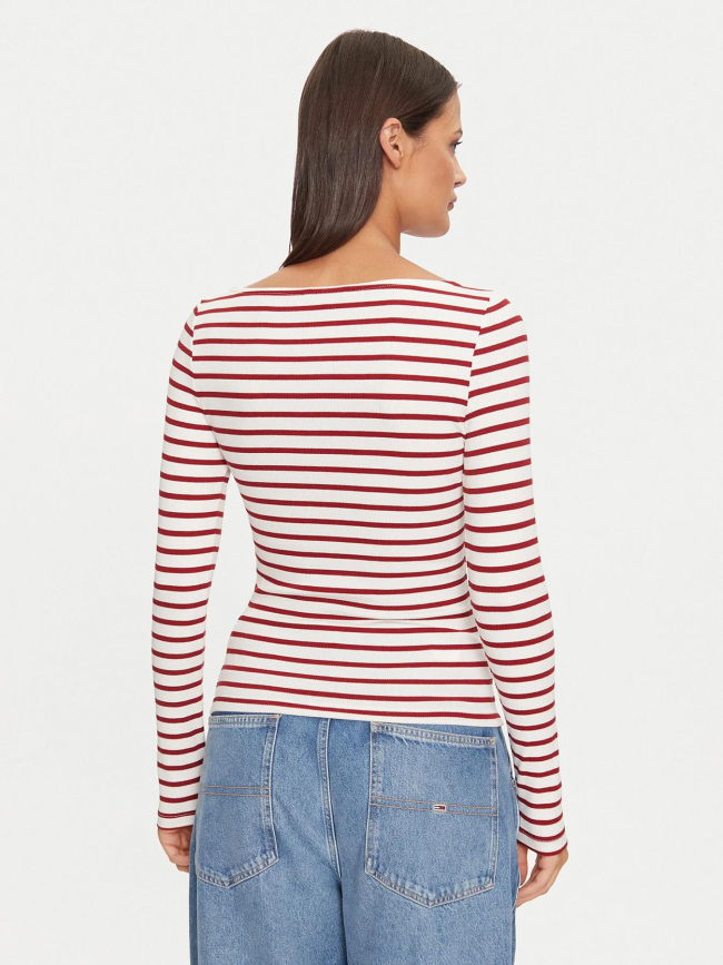 Top manches longues rayé breton rouge femme - Tommy Jeans