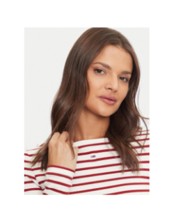 Top manches longues rayé breton rouge femme - Tommy Jeans