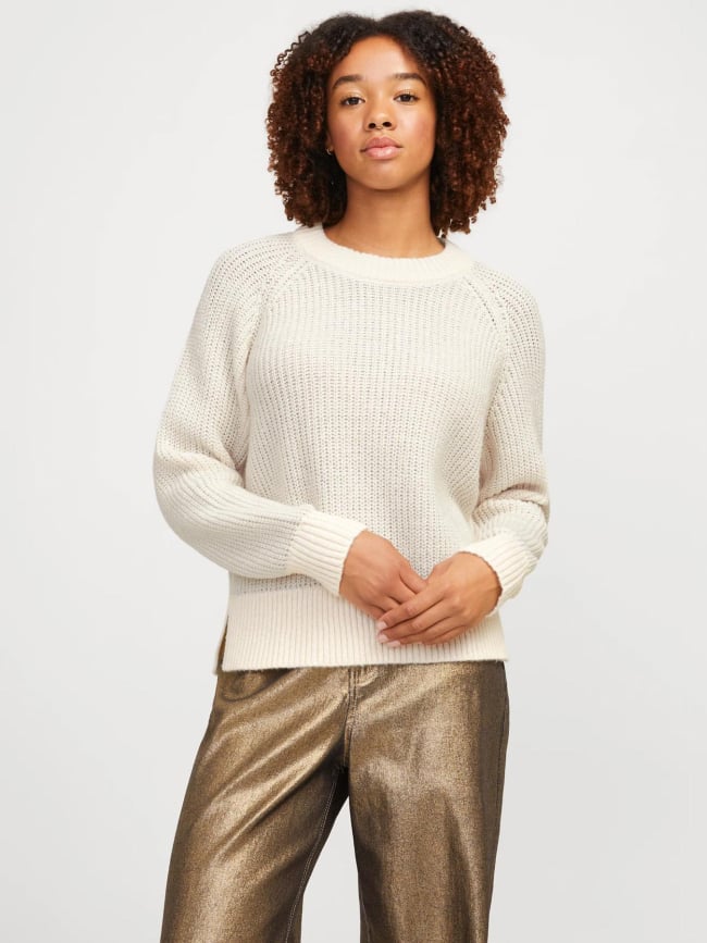 Pull en maille loose fit jxcarolina blanc femme - JJXX