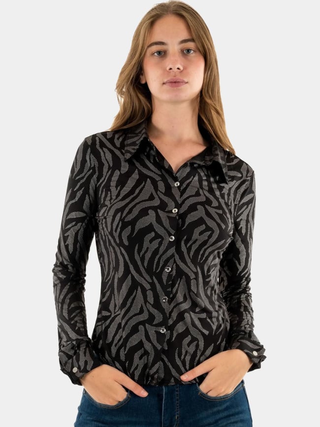 Chemisier à motif animal brillant alizée noir femme - Guess