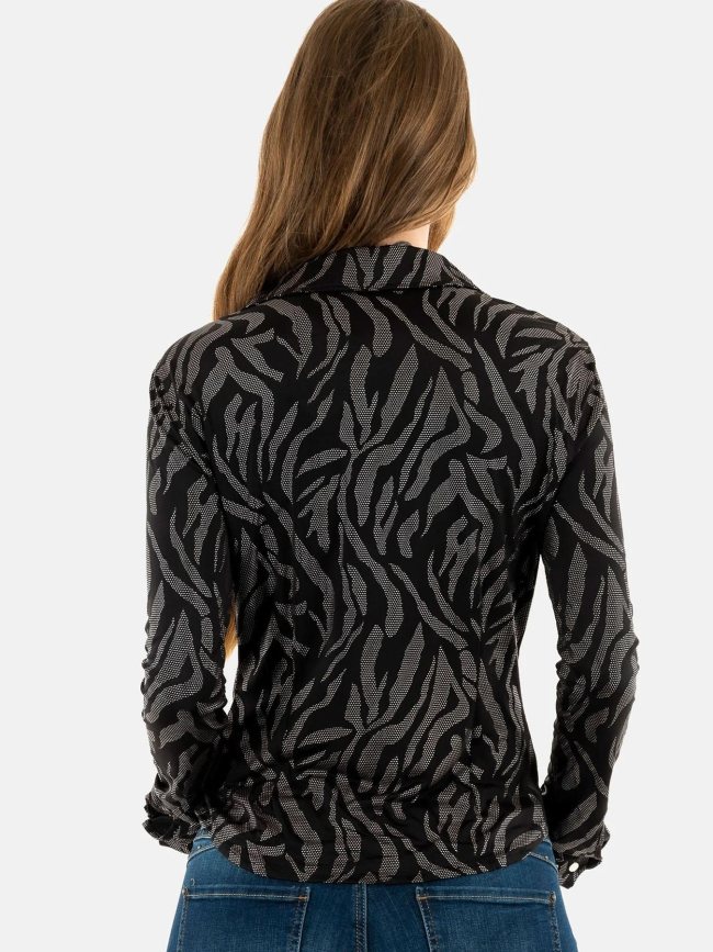 Chemisier à motif animal brillant alizée noir femme - Guess