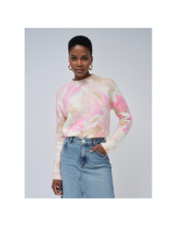 Pull en laine et mohair avec motif foral rose femme - Salsa